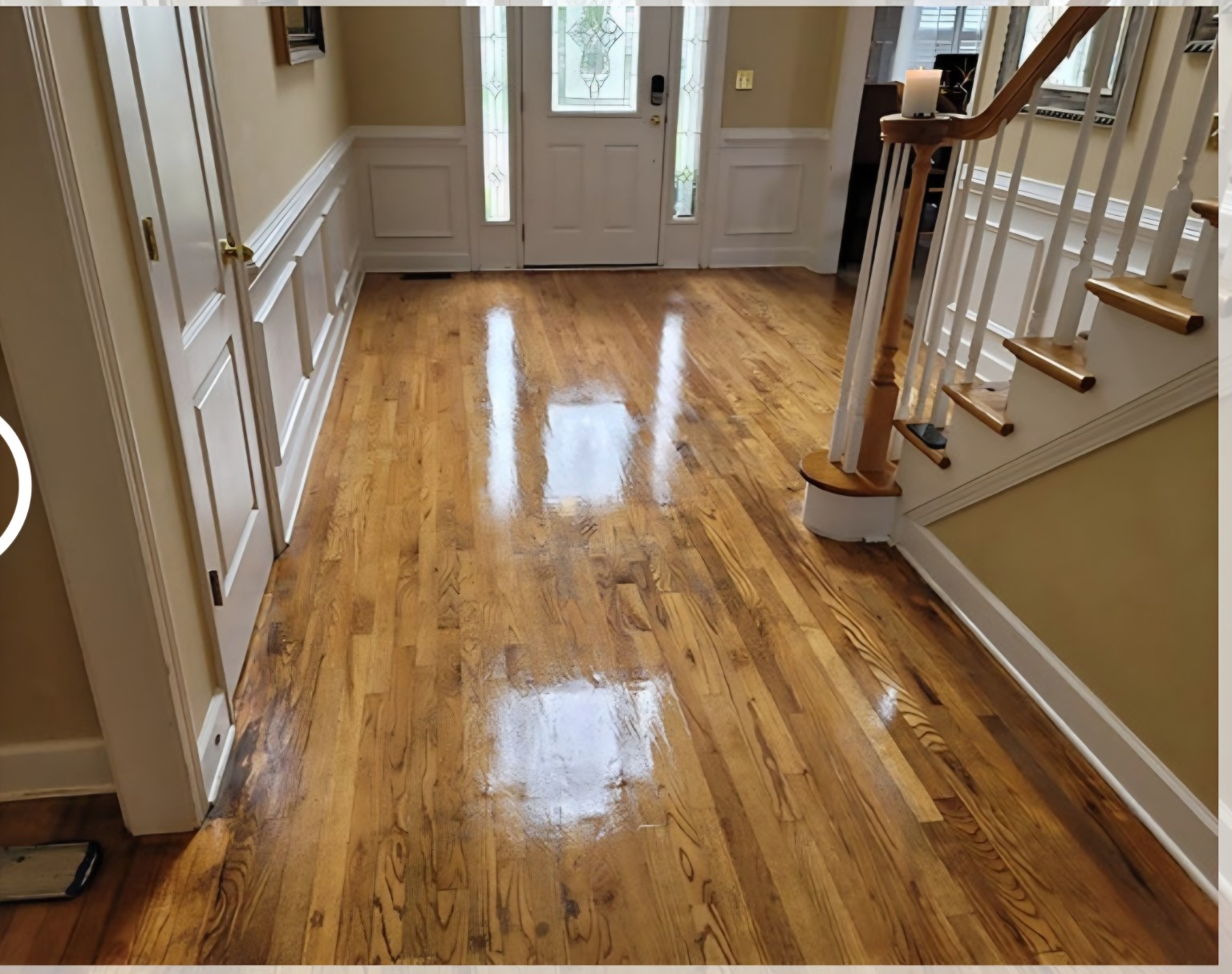 After — Entryway hardwood restoration