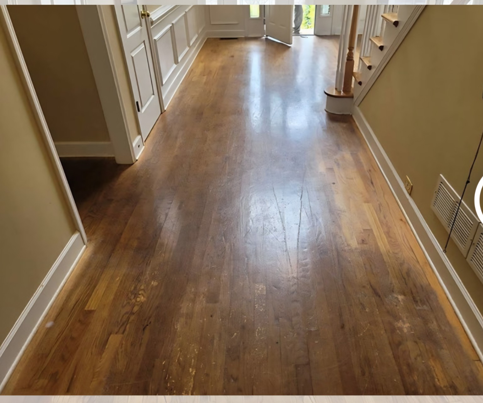 Before — Entryway hardwood restoration
