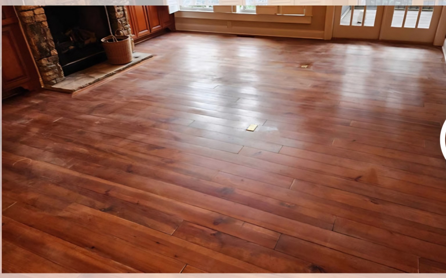 Before — Wide-plank hardwood restoration