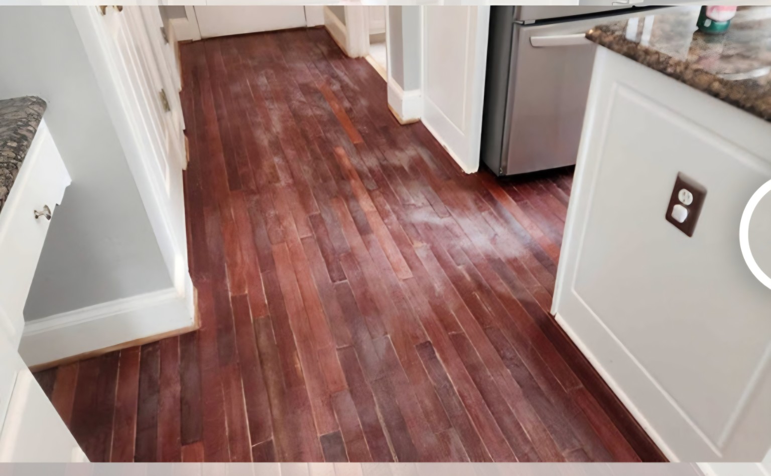 Before — Hallway hardwood restoration